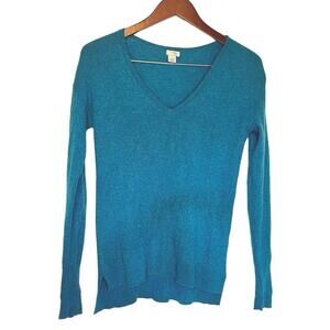 Women’s Cashmere‎ Teal Long Sleeve V-neck Sweater Small